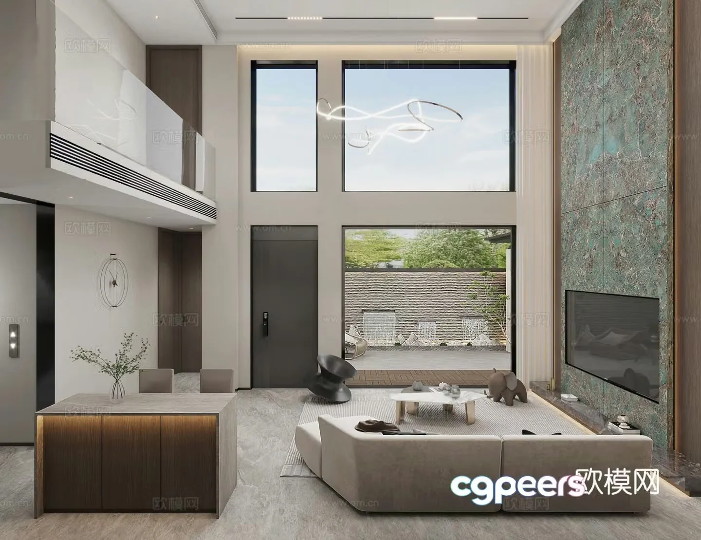 Modern living room Villa living room 3d model