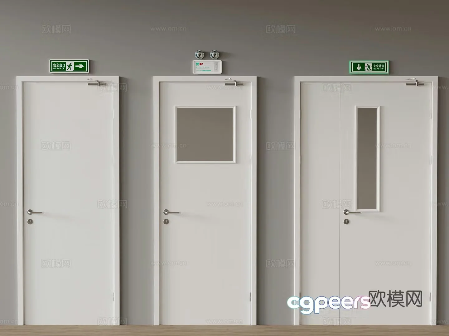 Modern fire door Single-open door Double-open door 3D model