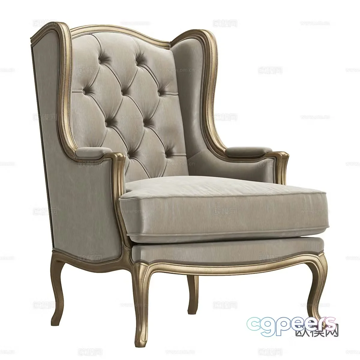 European style chair leisure chair 3d model
