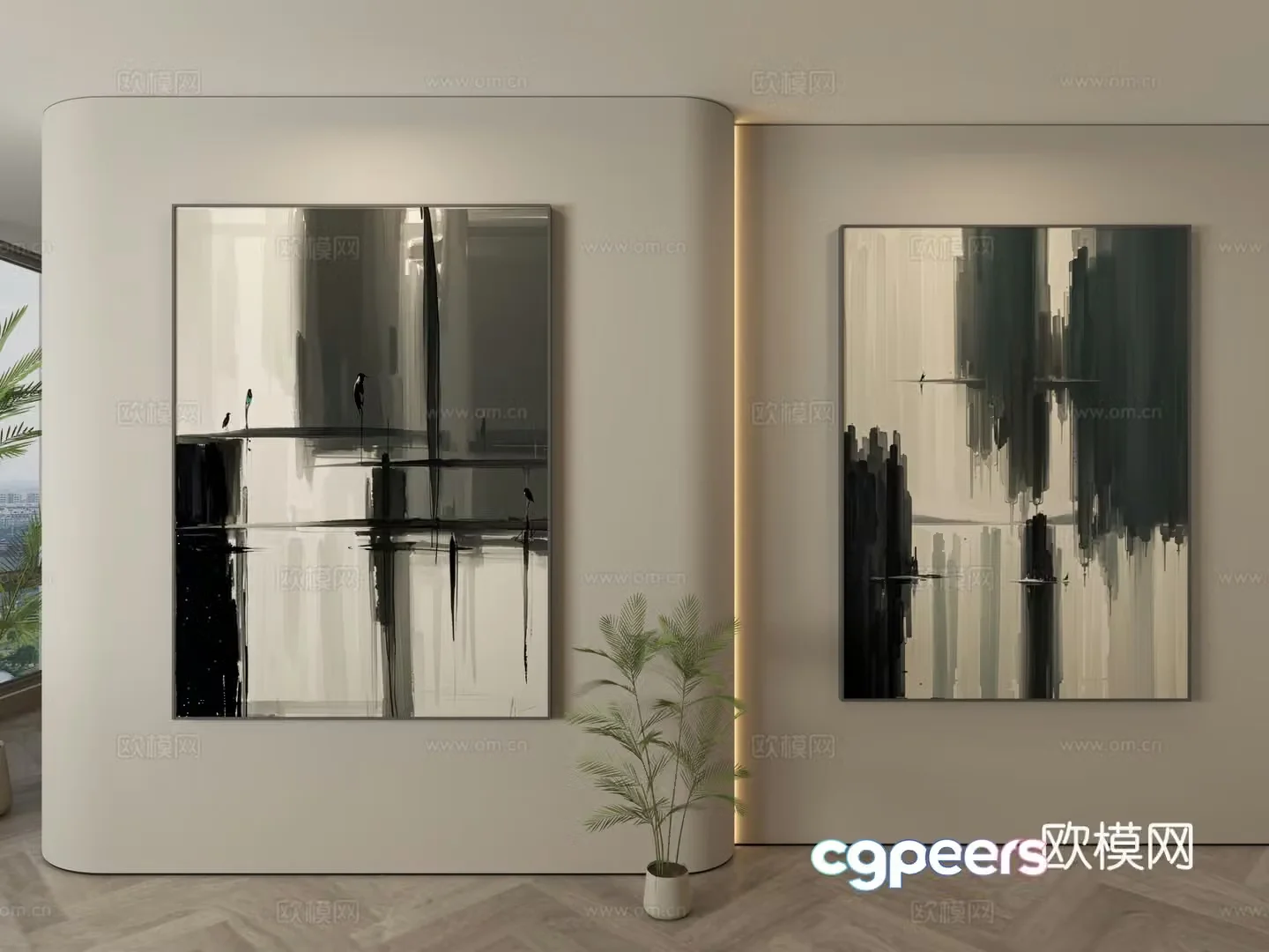 Modern decorative paintings Simple hanging paintings 3D model