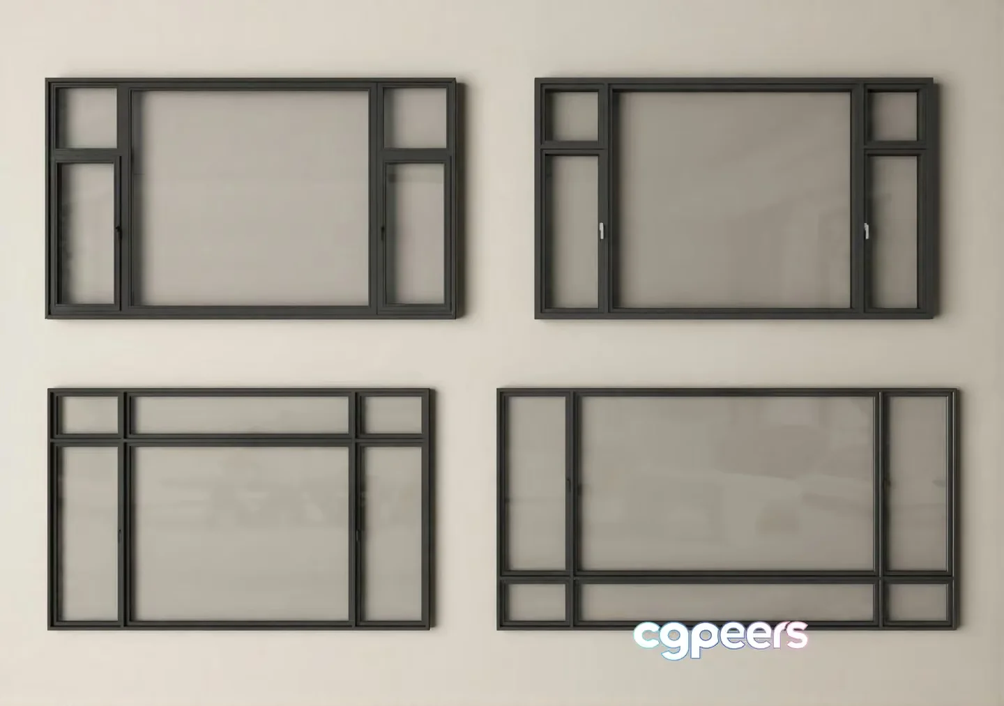 Black Window Frames 3D Model – 5500 – VRAY Render