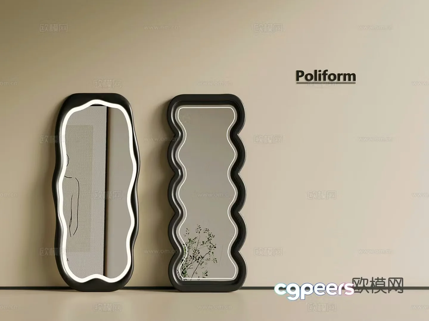 Mirror French retro style floor-standing mirror dressing mirror 3d model