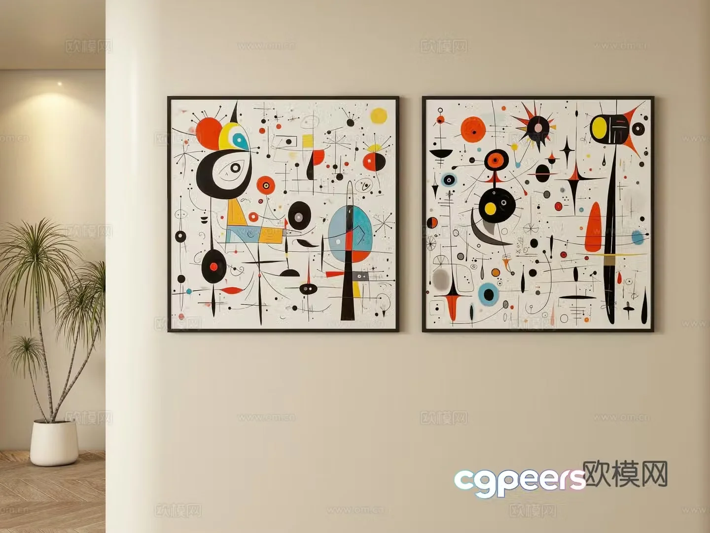 Modern abstract decorative painting hanging painting 3d model