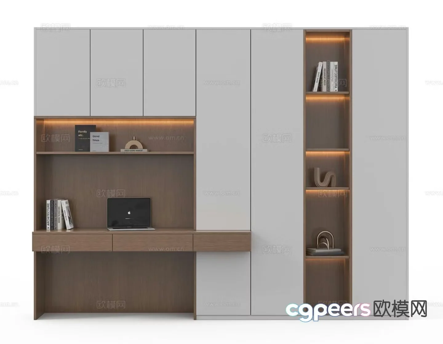Medieval style bookcase integrated cabinet decorative cabinet 3d model