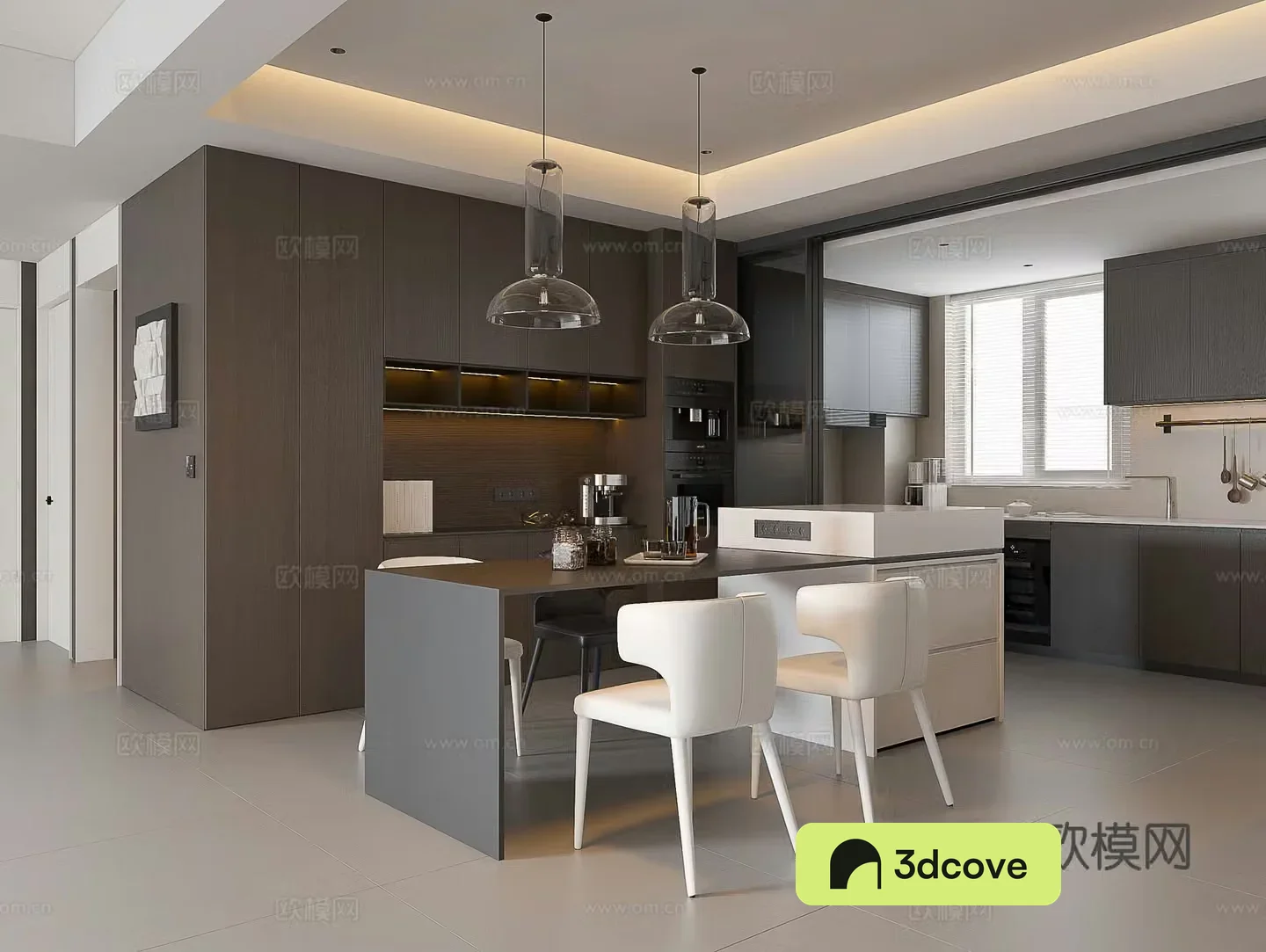 Italian restaurant Modern restaurant Minimalist restaurant Italian kitchen Italian dining table and chairs Chandelier Island
