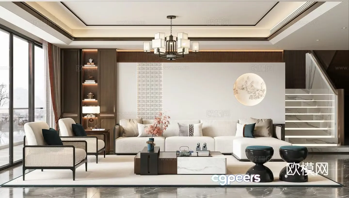 New Chinese living room 3D model