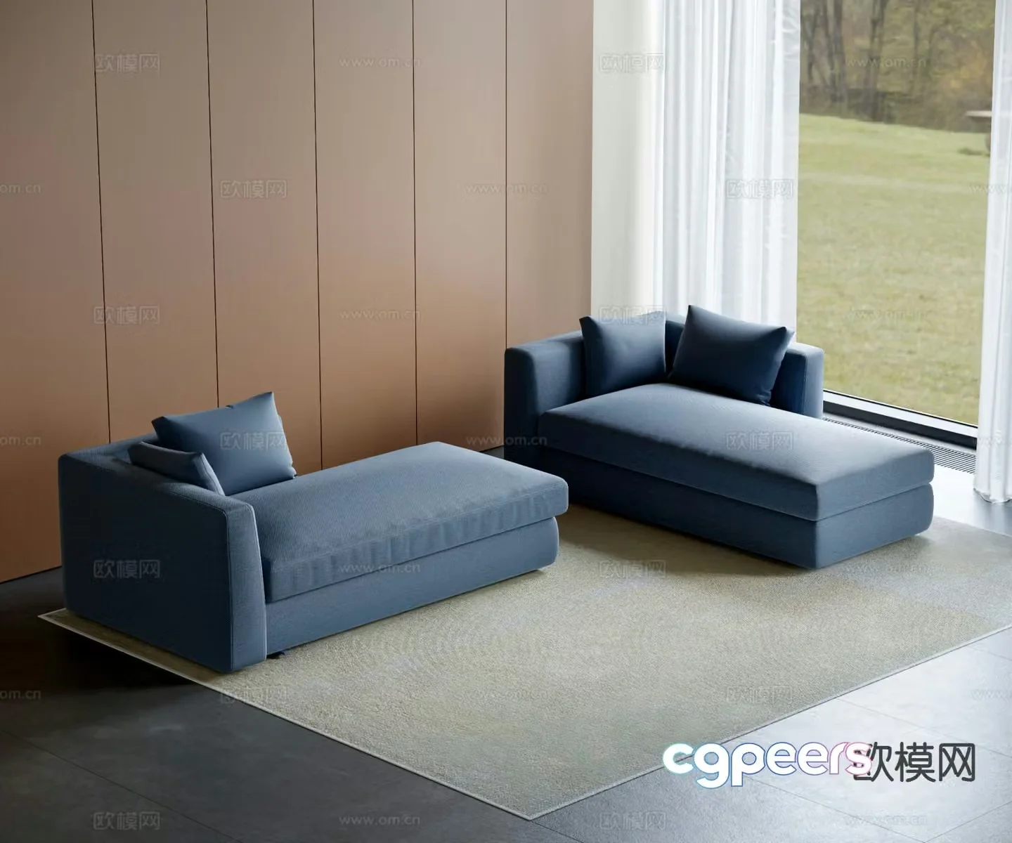 Simple imperial concubine sofa fabric sofa 3d model
