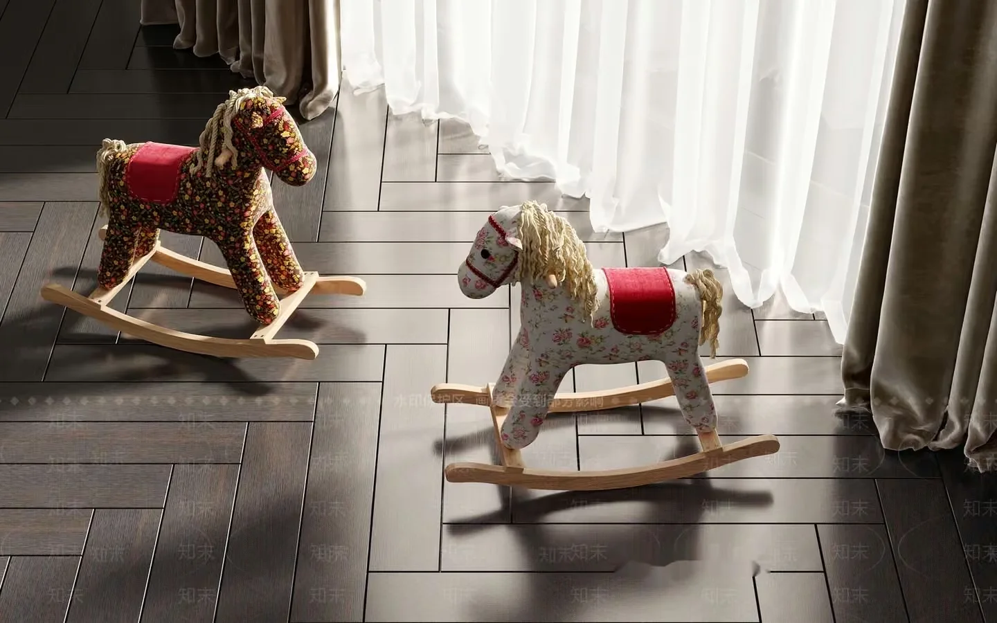 Two Rocking Horses 3D Model – 13351 – VRAY Render