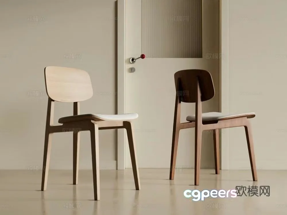 Nordic log dining chair 3d model