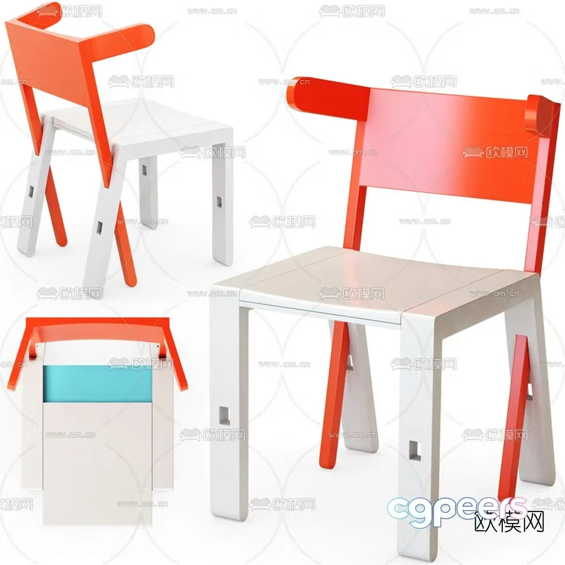 Modern children’s multifunctional learning chair 3d model