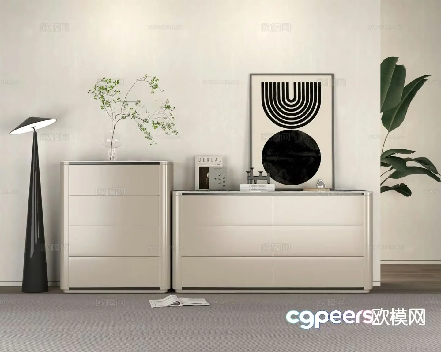 Modern side cabinet chest 3d model