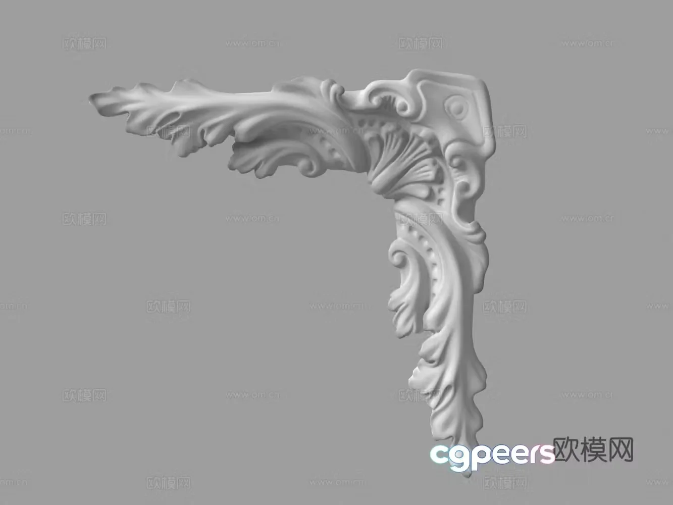 European gypsum corner flower background corner flower carving 3d model