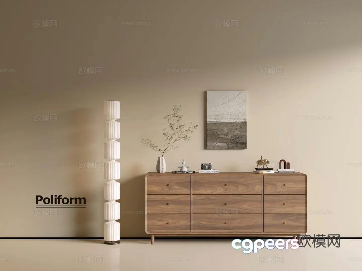Modern wood grain cabinet ins wind minimalist wind cabinet whole cabinet sideboard balcony cabinet storage 3D model