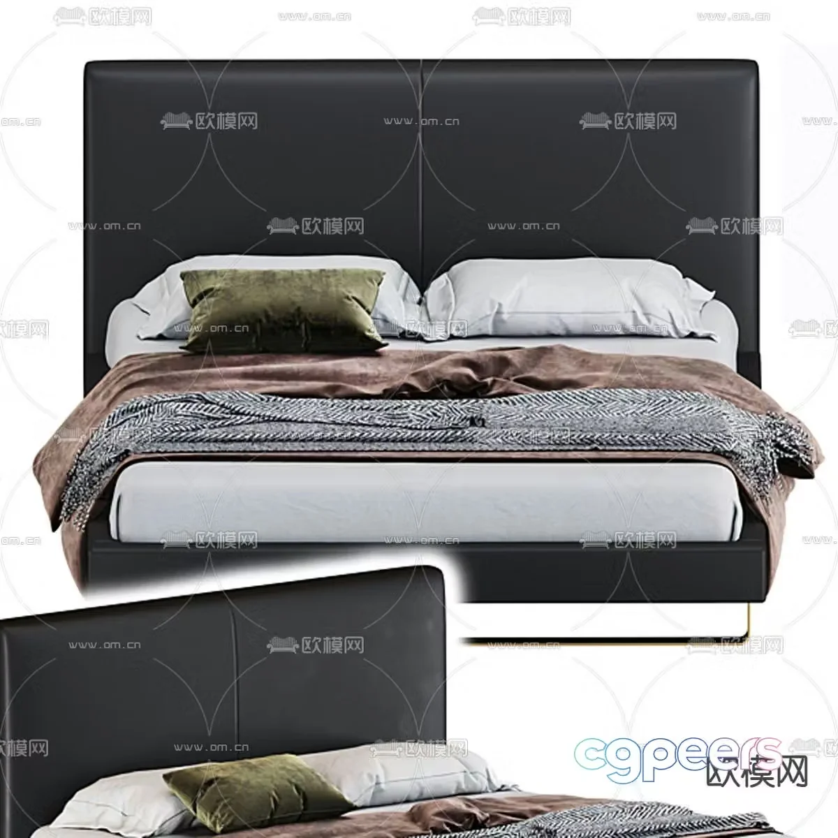 Modern commodity bed double bed 3d model