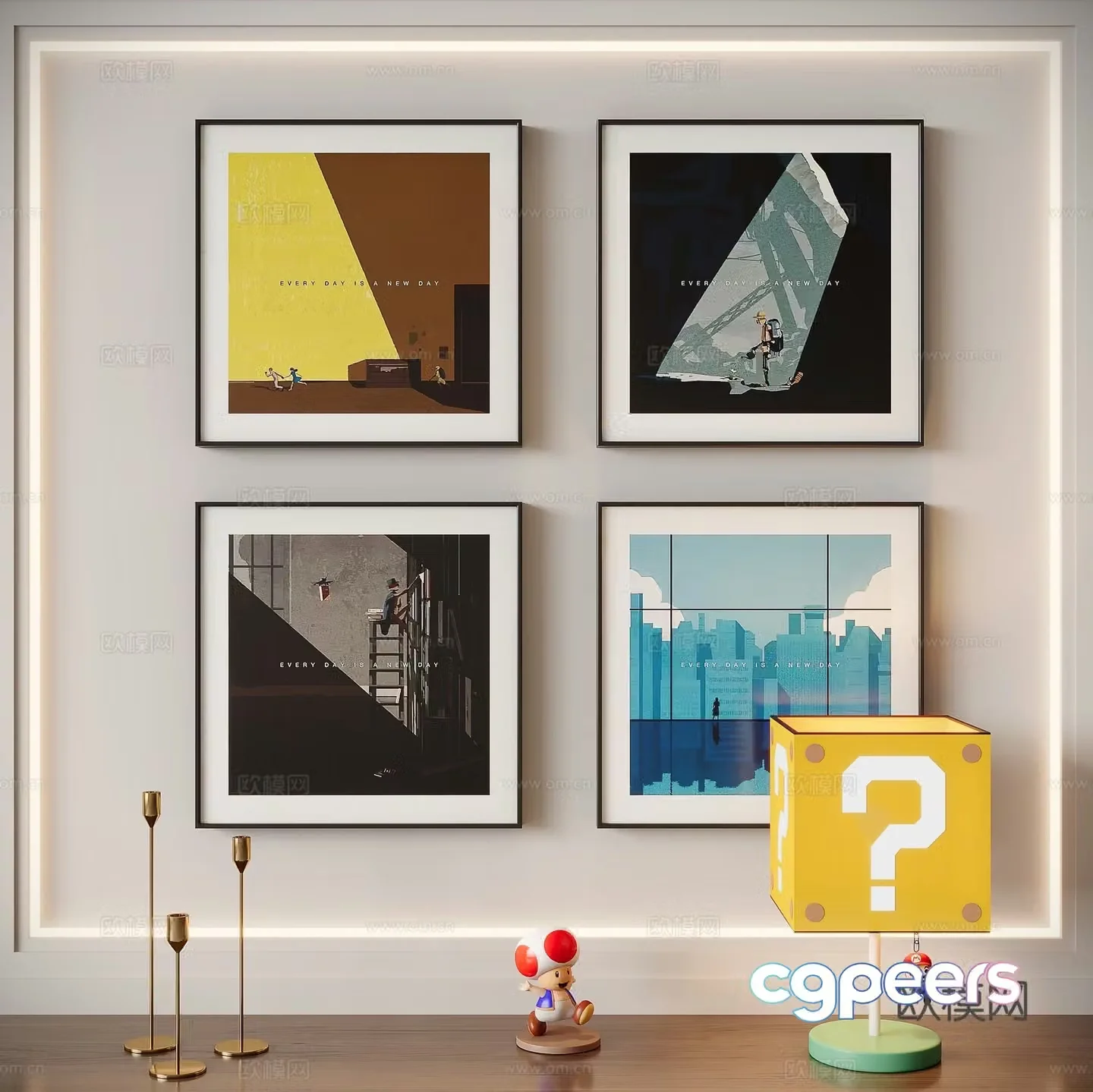 Modern art painting decorative painting 3d model