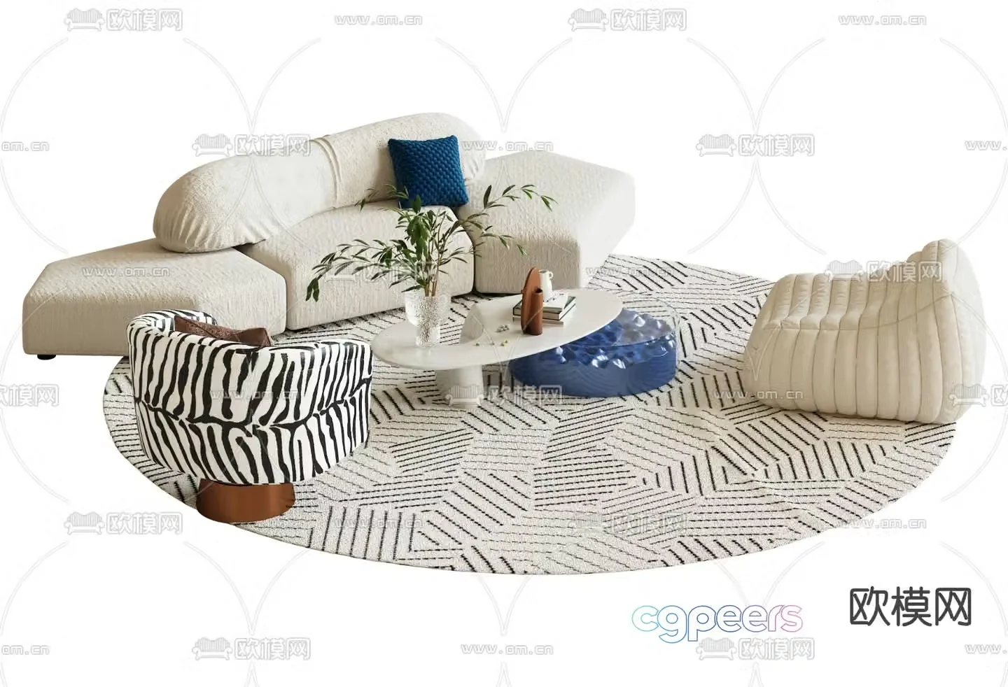 Modern sectional sofa 3d model