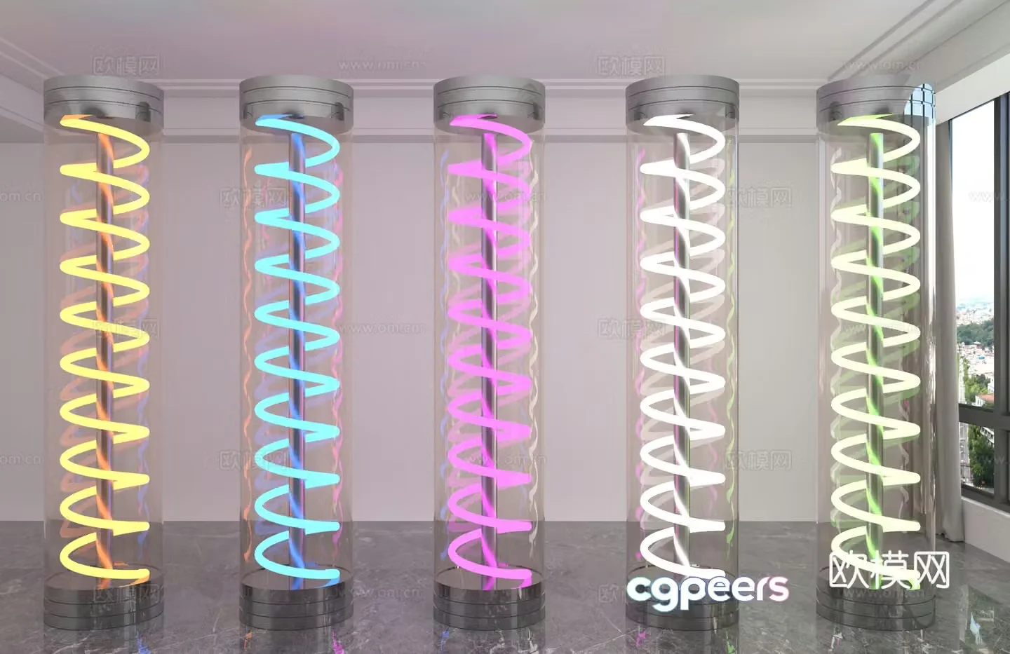 Modern glowing lamp spiral floor lamp 3d model