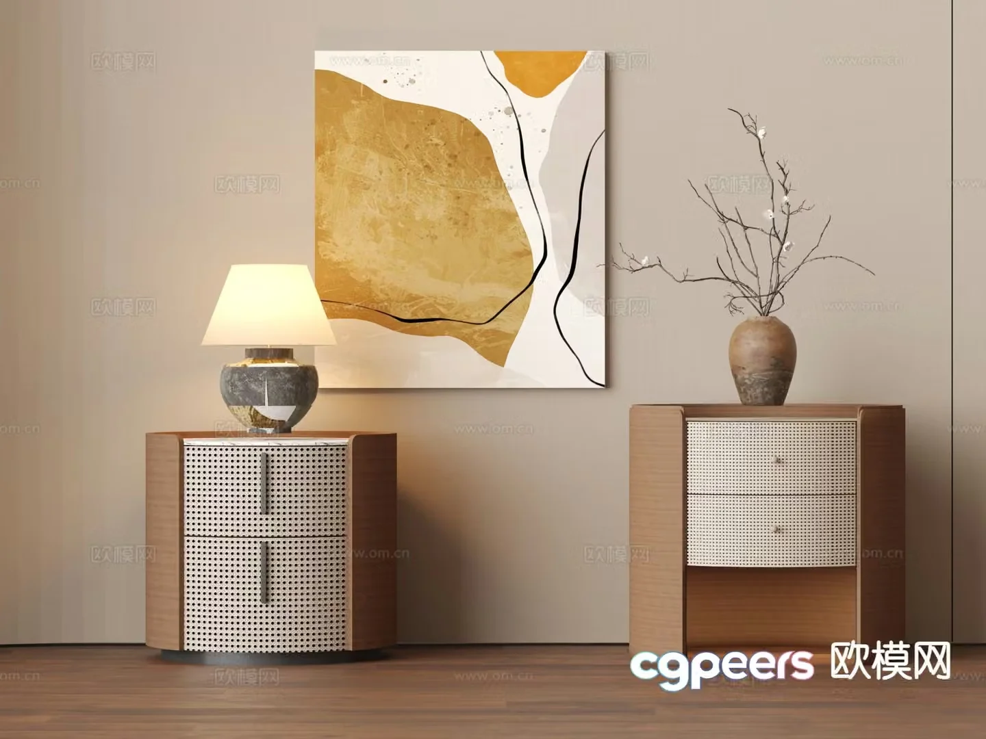 New Chinese style bedside table 3d model