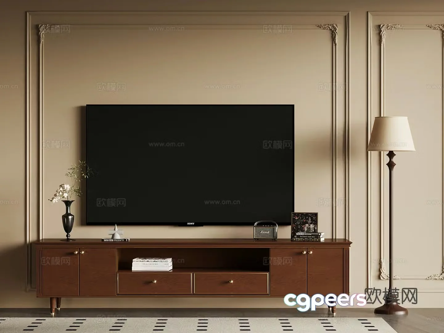TV cabinet French medieval style TV cabinet 3D model