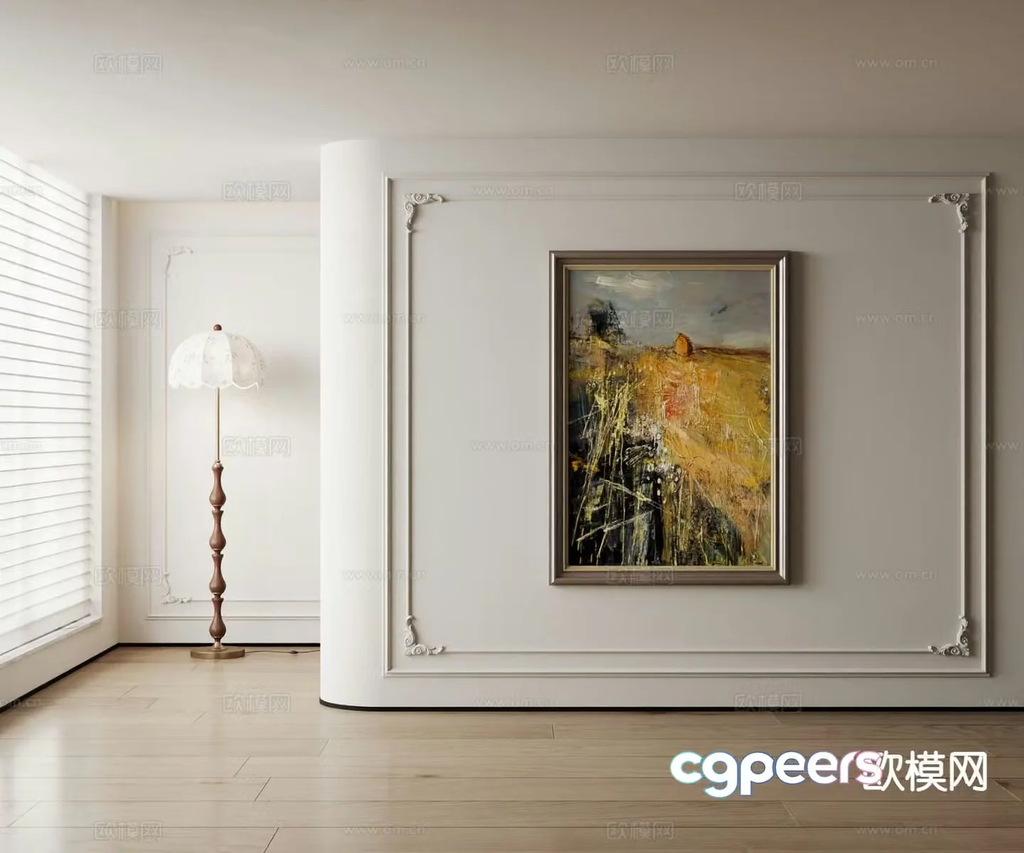 American decorative painting oil painting landscape painting 3d model