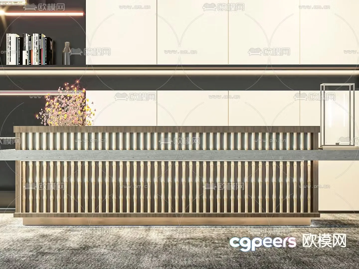 Modern front desk reception desk service desk 3d model