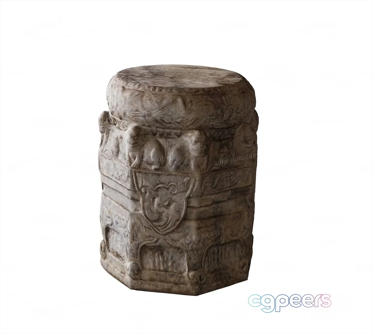 An Ancient Stone Object 3D Model – 20827 – VRAY Render