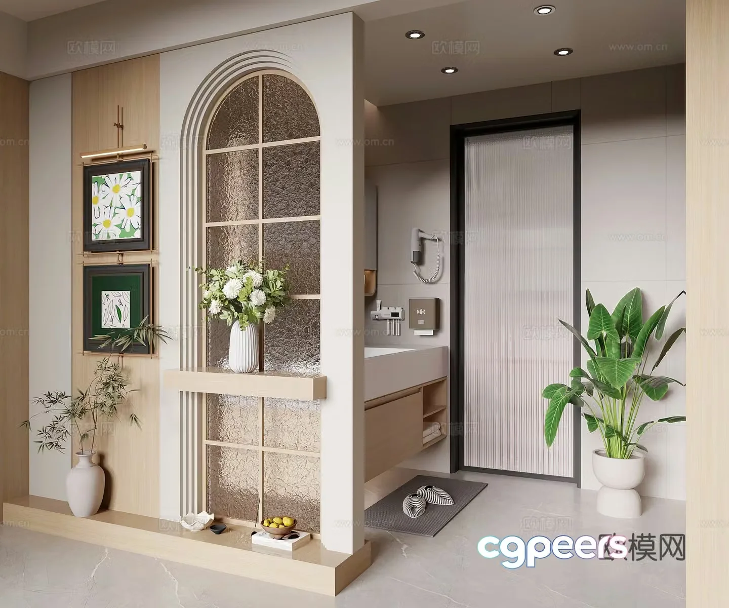 Modern dry area bathroom 3D model