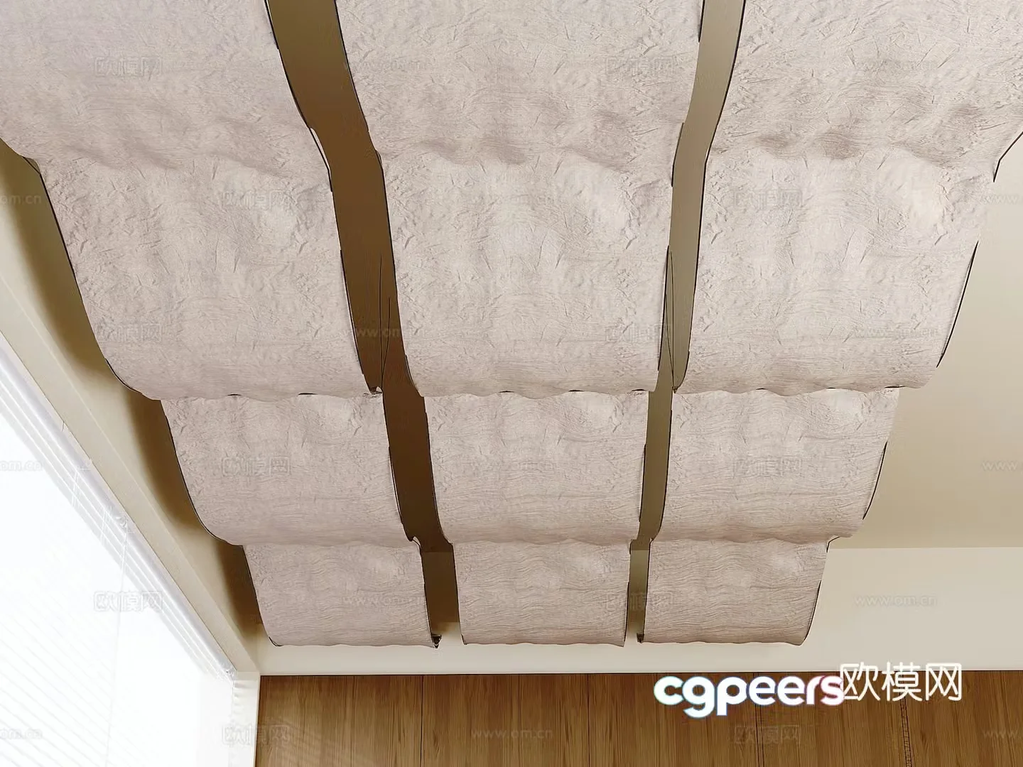 Suspended hanging curtain ceiling decorative curtain 3D model
