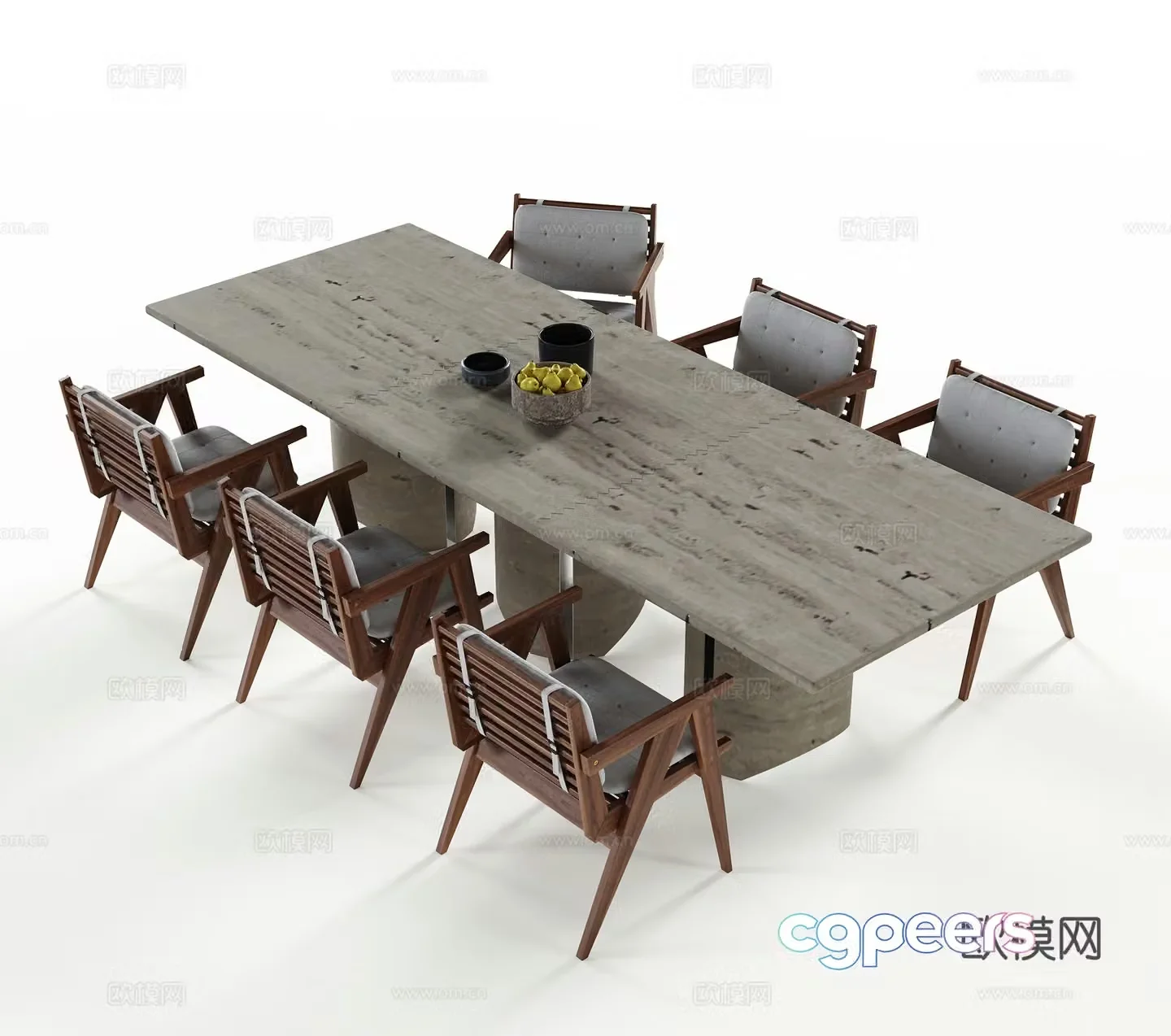 Modern dining table and chair 3d model