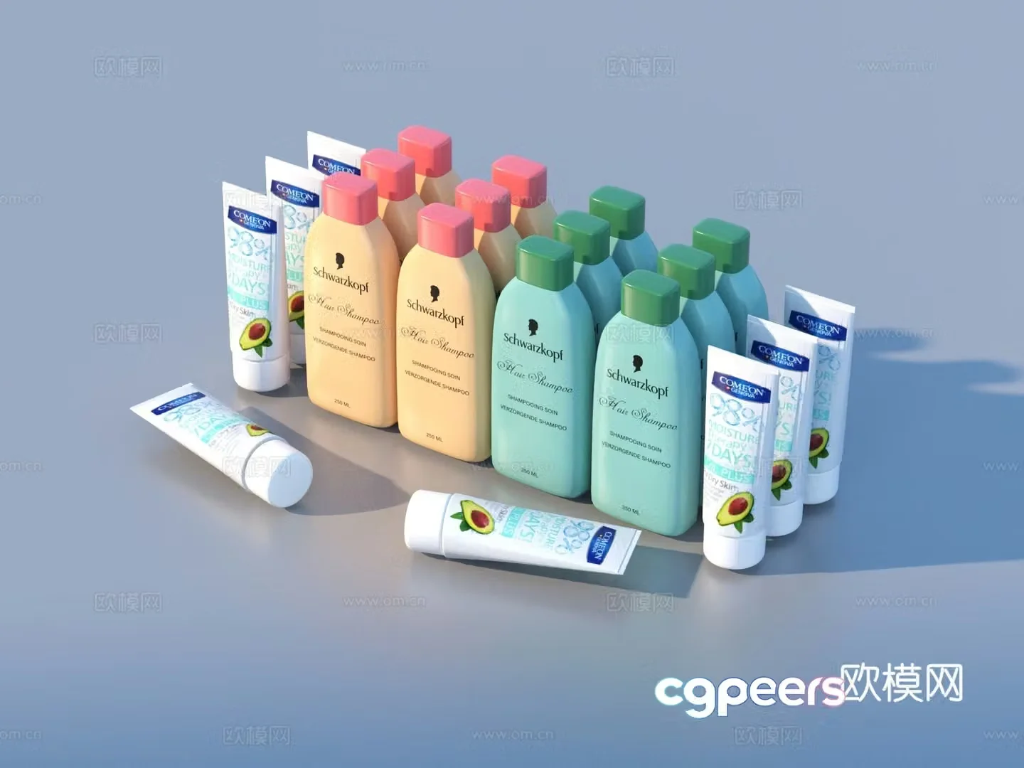 Cosmetics Shampoo Shower Wash Conditioner 3D Model