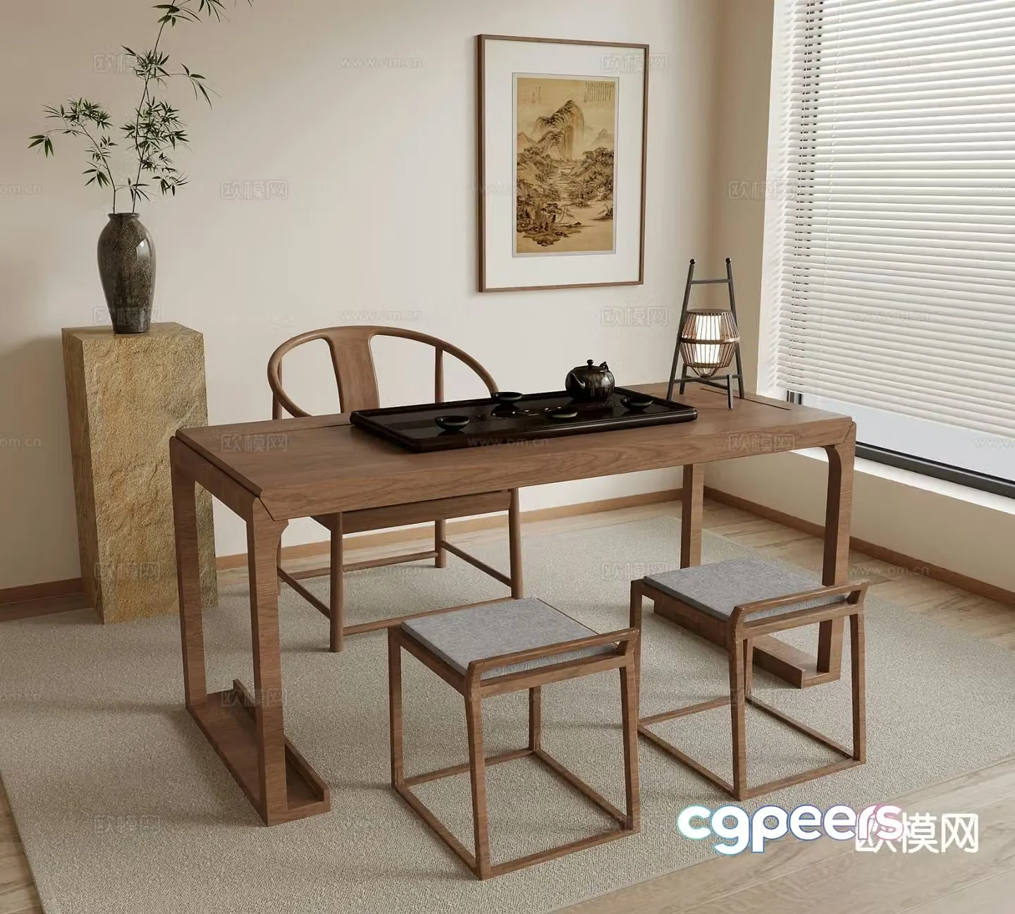 New Chinese style tea table tea table 3d model