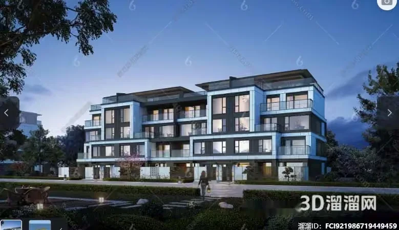 Modern Apartment Building 3D Model – 6990 – VRAY Render
