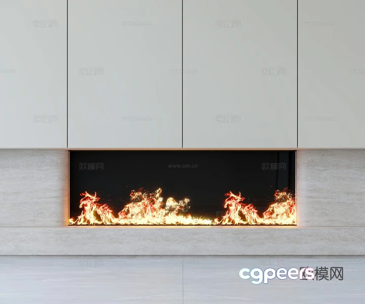 Modern 3d atomized fireplace 3d model