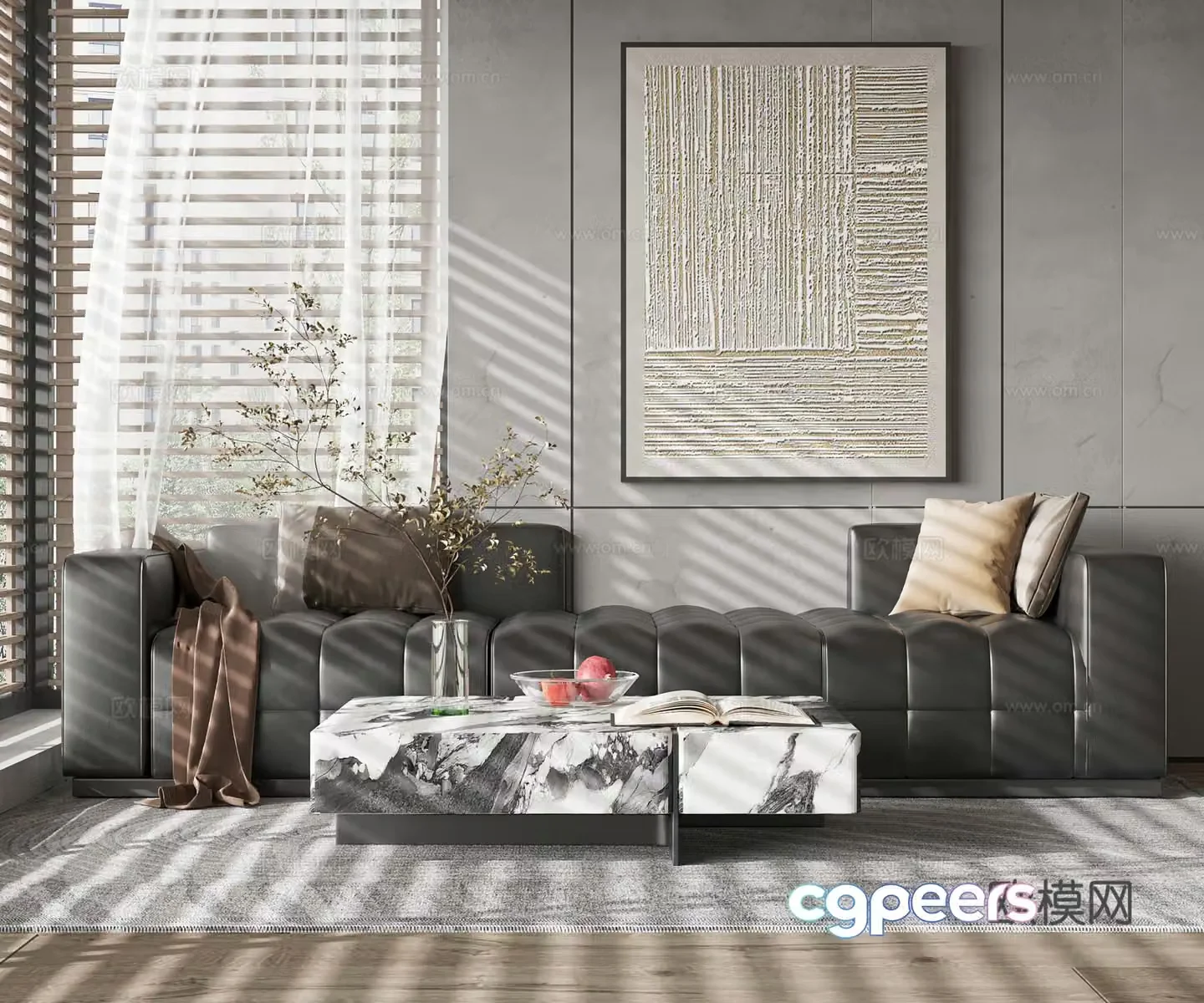 Modern sofa coffee table double sofa 3d model