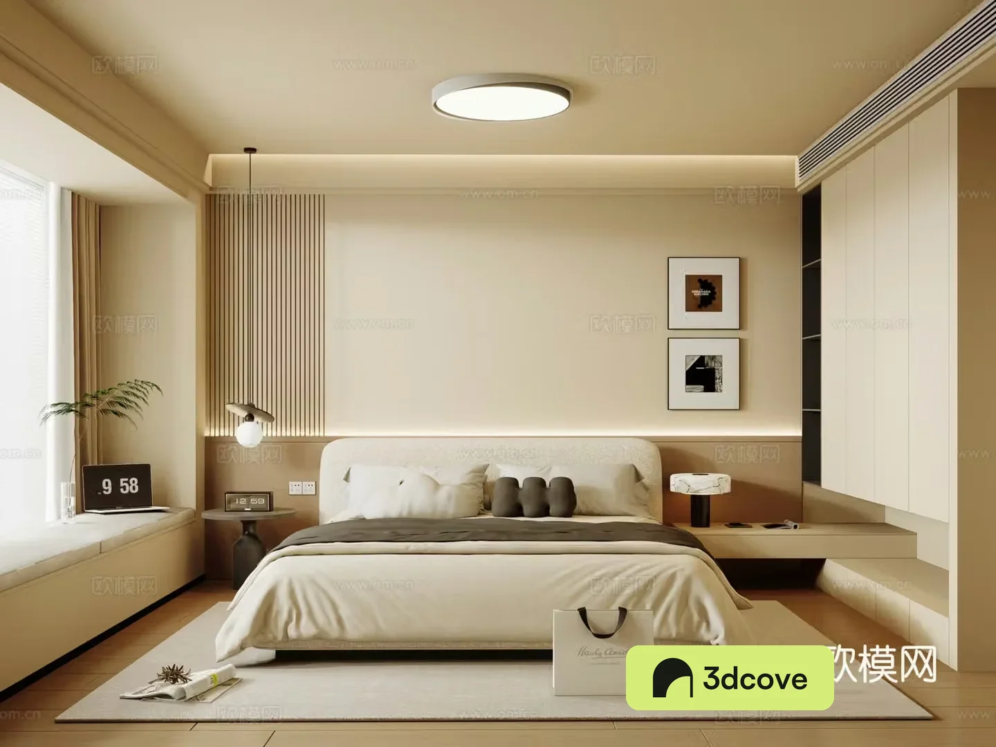 Creamy Bedroom Bathroom Window Bedroom