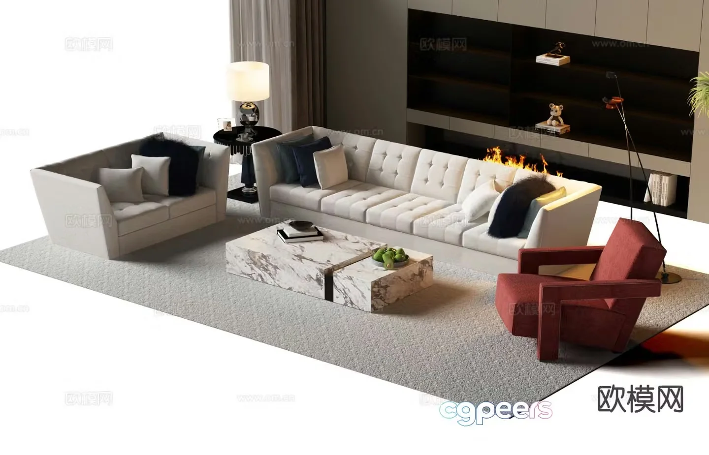 Italian sectional sofa 3d model