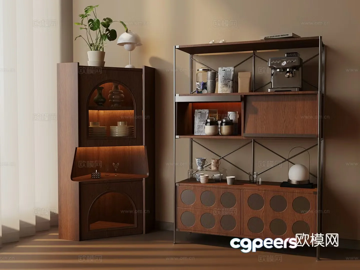 Sideboard medieval style cabinet tableware 3D model