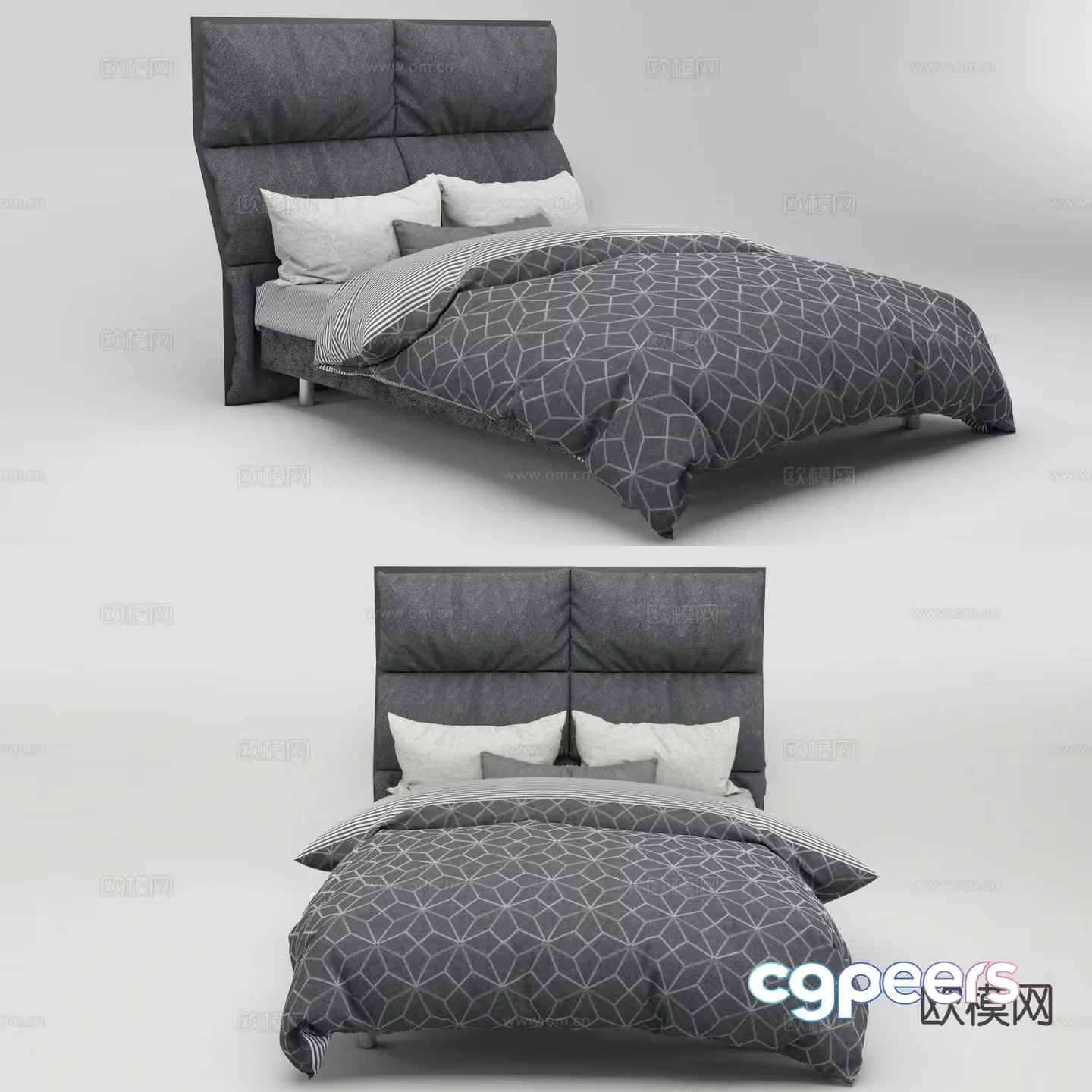 Modern double bed 3d model