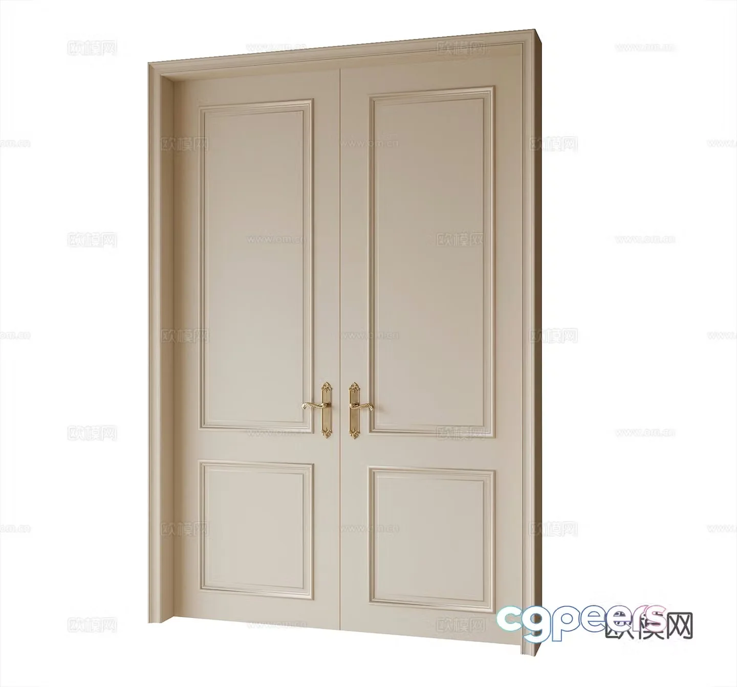 French double door entry door 3d model