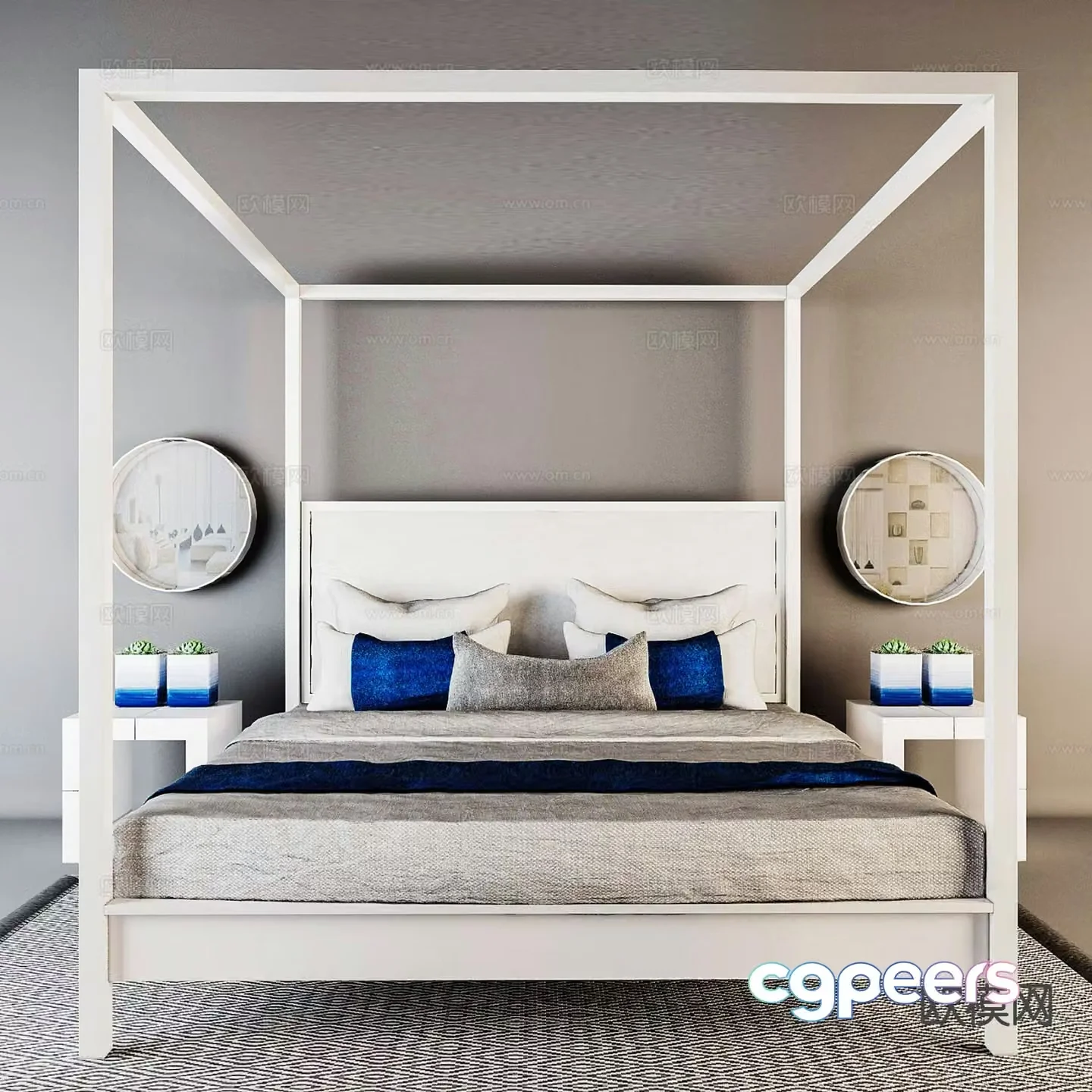 Modern double bed 3d model