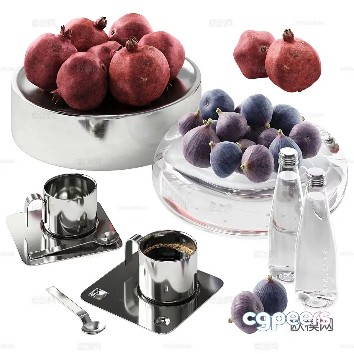 Pomegranate Fig Fruit Dish 3D Model