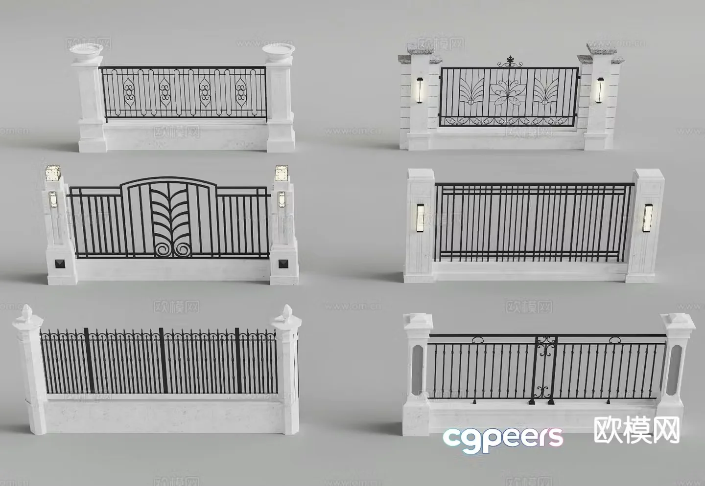 New Chinese style wall fence fence railing 3d model