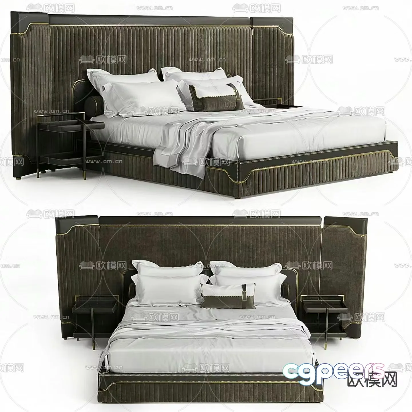 Capua light luxury double bed 3d model