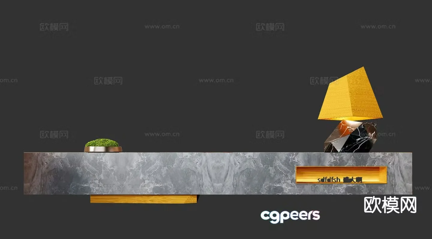 Modern front desk reception desk end view desk 3d model