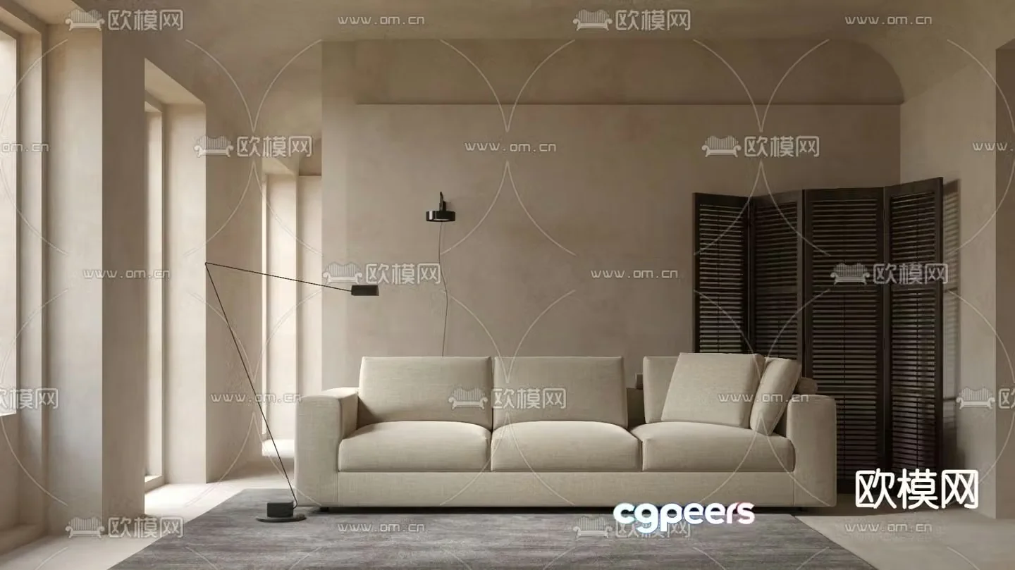 Bonaldo wabi-sabi three-seat sofa 3d model