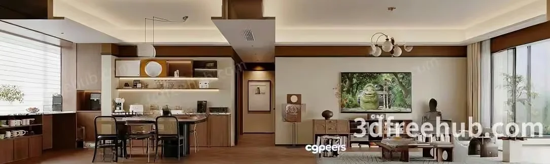 Modern Living Room 3D Model – 18912 – VRAY Render