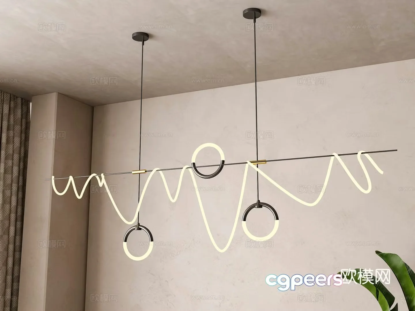 Modern long chandeliers 3d model
