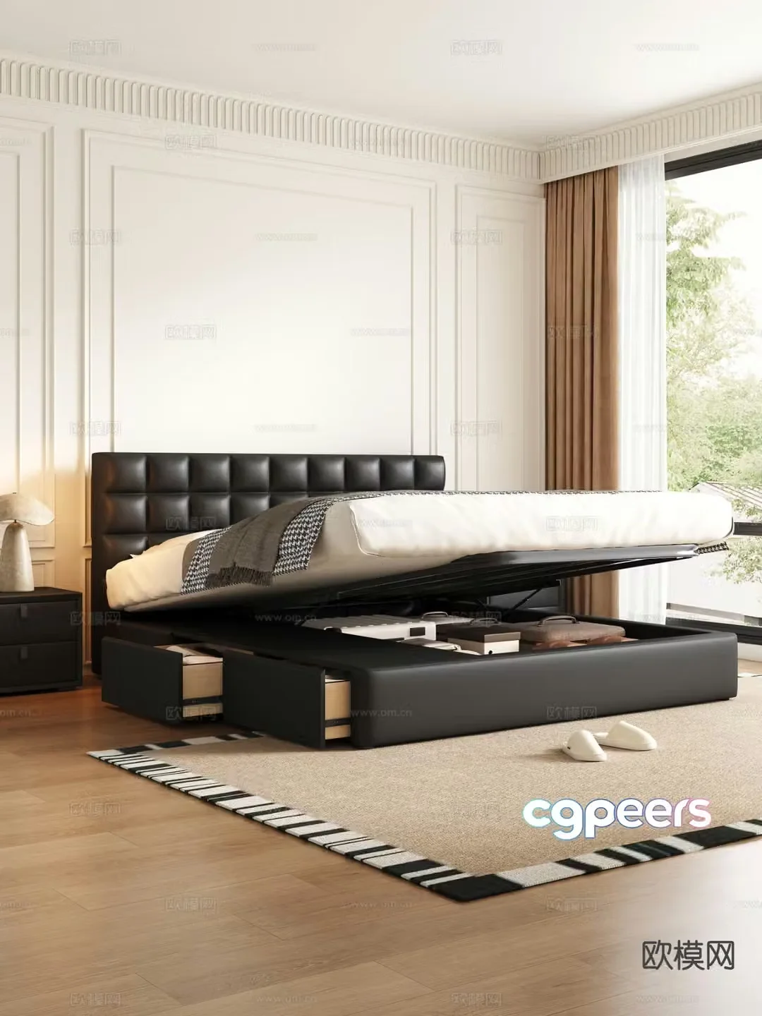 Italian double bed 3d model