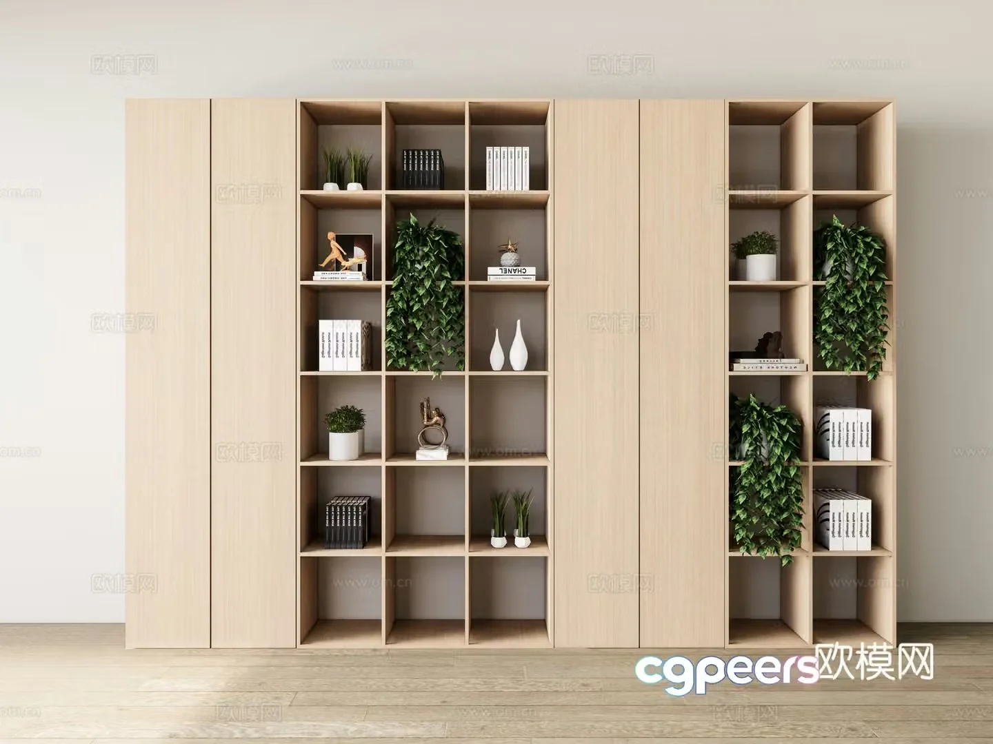Modern finished bookcase storage cabinet 3d model