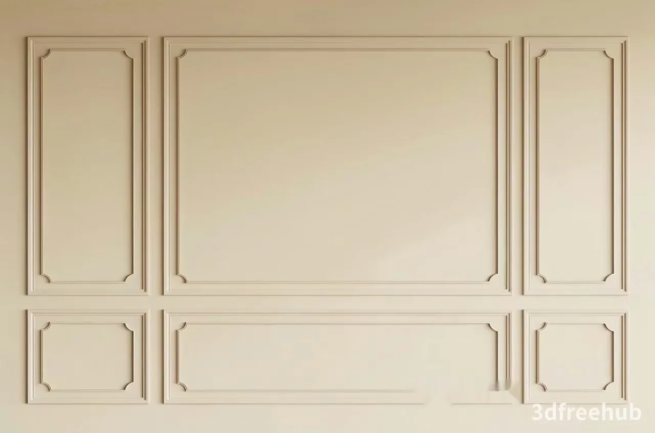 White Decorative Wall Paneling 3D Model – 21288 – VRAY Render